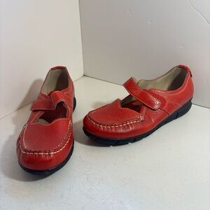 Wolky women’s red leather Mary Jane’s comfortable walking shoes in size 42